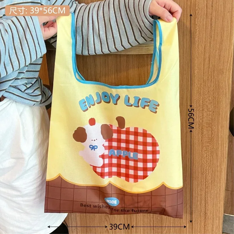 sac de courses pliable portable à motif de dessin animé, sac de rangement écologique, sac de courses imperméable et respectueux de l'environnement