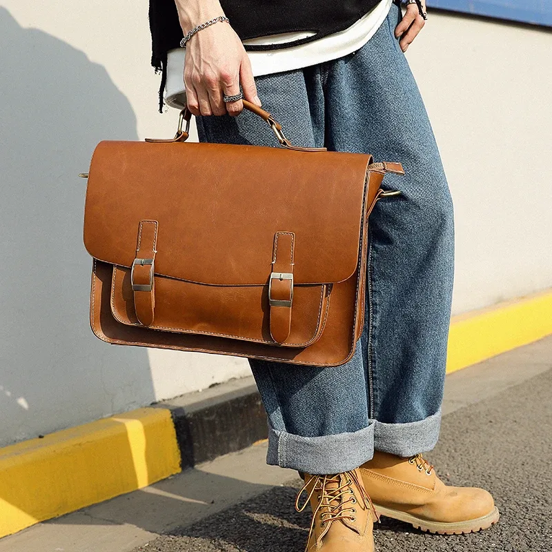 gumst-sac à main en cuir pu pour homme, sacoche de voyage, fourre-tout d'affaires, décontracté, à bandoulière