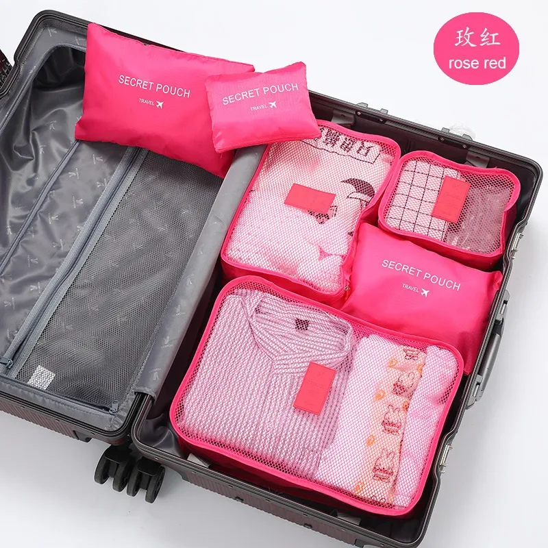 ensemble de 6 grands sacs de rangement de voyage en tissu oxford, adaptés aux sacs à dos et aux valises, sacs de rangement de voyage, sacs de rangement de bagages multifonctionnels et durables, adaptés aux emballages efficaces, accessoires de voyage essentiels, pratiques pour organiser les vêtements, les cosmétiques, les articles de toilette, etc.