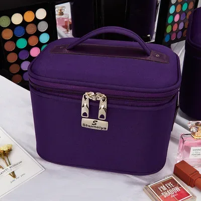 trousse à cosmétiques imperméable en tissu oxford, sac à cosmétiques multicouche de grande capacité, sac à bandoulière portable pour femme