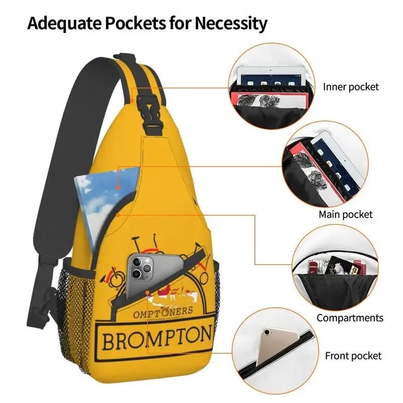 sac dos polyester jaune motif vélos brompton poche avant maille noire bandoulière ajustable voyage mode unisexe