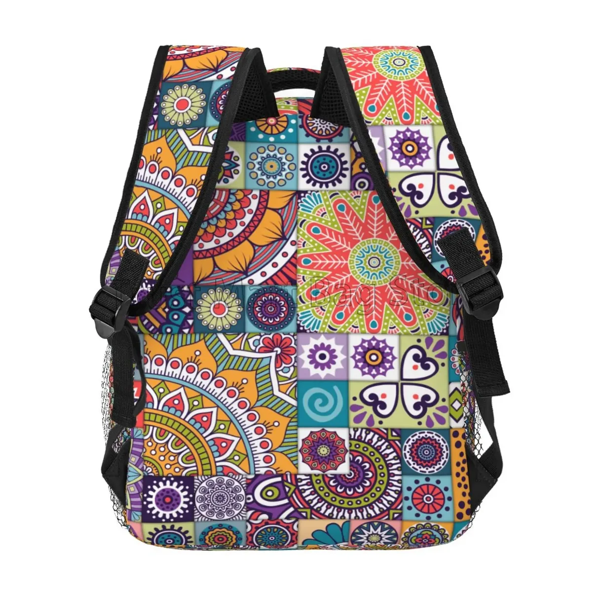 sac à dos de voyage à motif floral mandala ethnique pour femme et fille, cartable observateur et décontracté pour étudiant