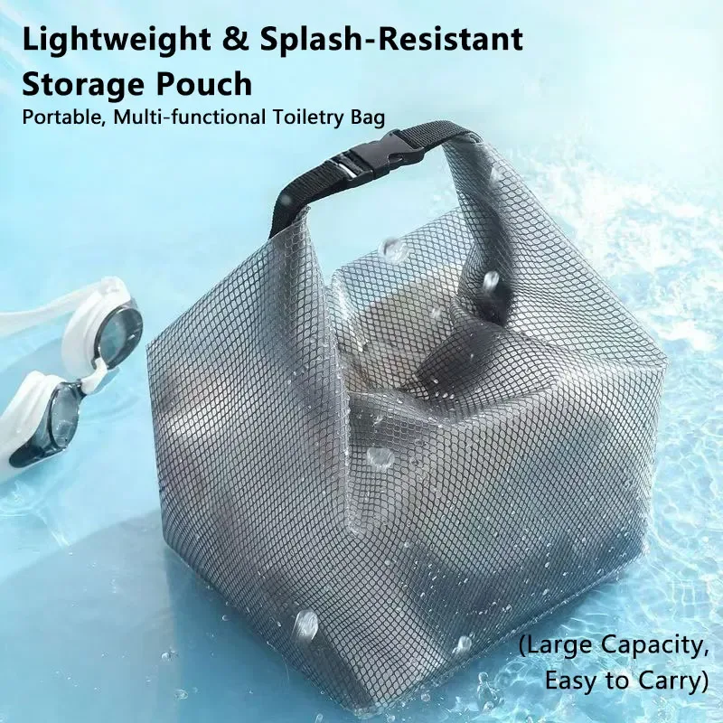 sac de rangement imperméable en maille pour vêtements de sport, natation, salle de bain, grande capacité, avec cordon de serrage, pour hommes et femmes, sac de toilette d'extérieur