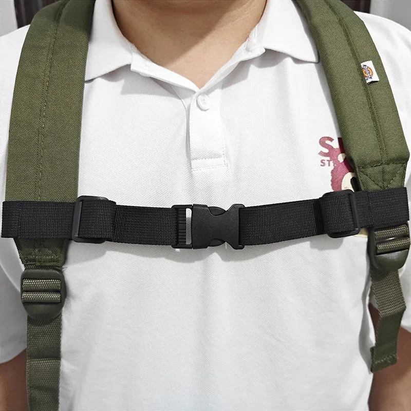 sangle de poitrine tactique réglable en nylon avec boucle à double dégagement pour sac à dos de camping en plein air