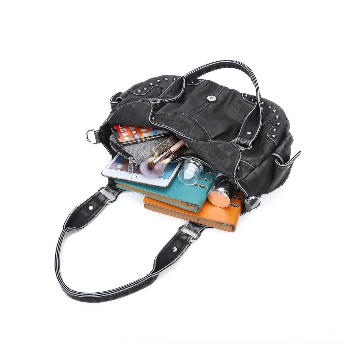 sac à main pour femmes, sacoche à bandoulière à poignée supérieure, sac de boulettes en pu, sacs à bandoulière multi-poches, sac d'argent pour téléphone