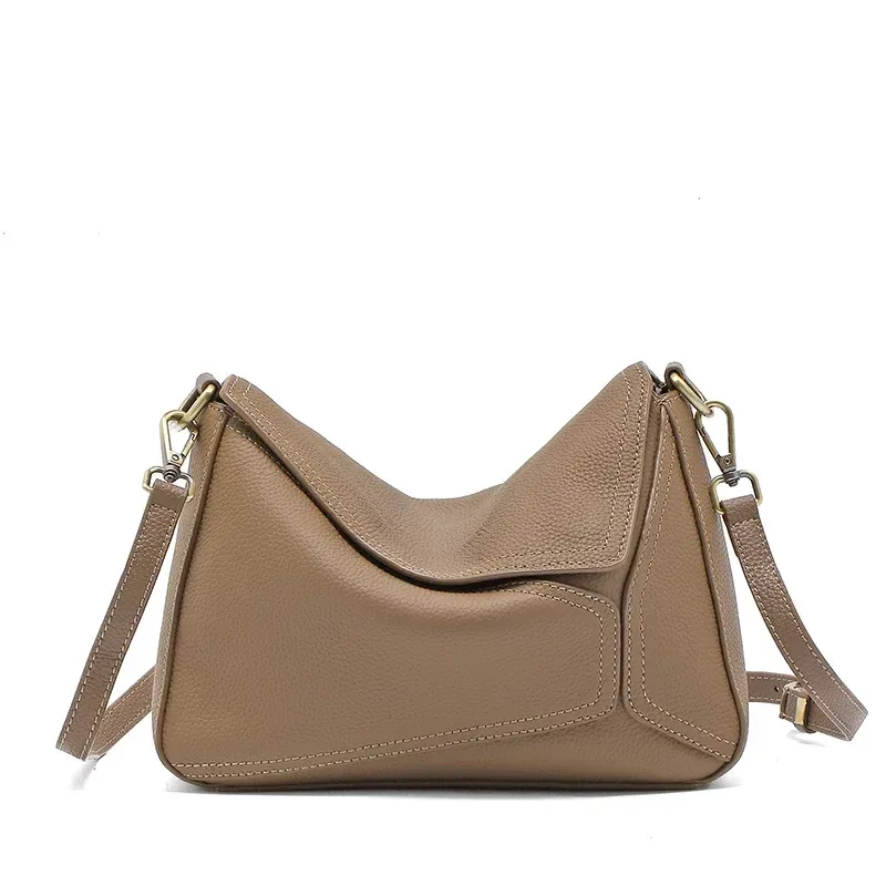 sac à bandoulière géométrique en cuir de vache 100% pur pour femmes, sac à bandoulière de couleur unie pour dames, grande capacité, oreiller, sac à main de luxe