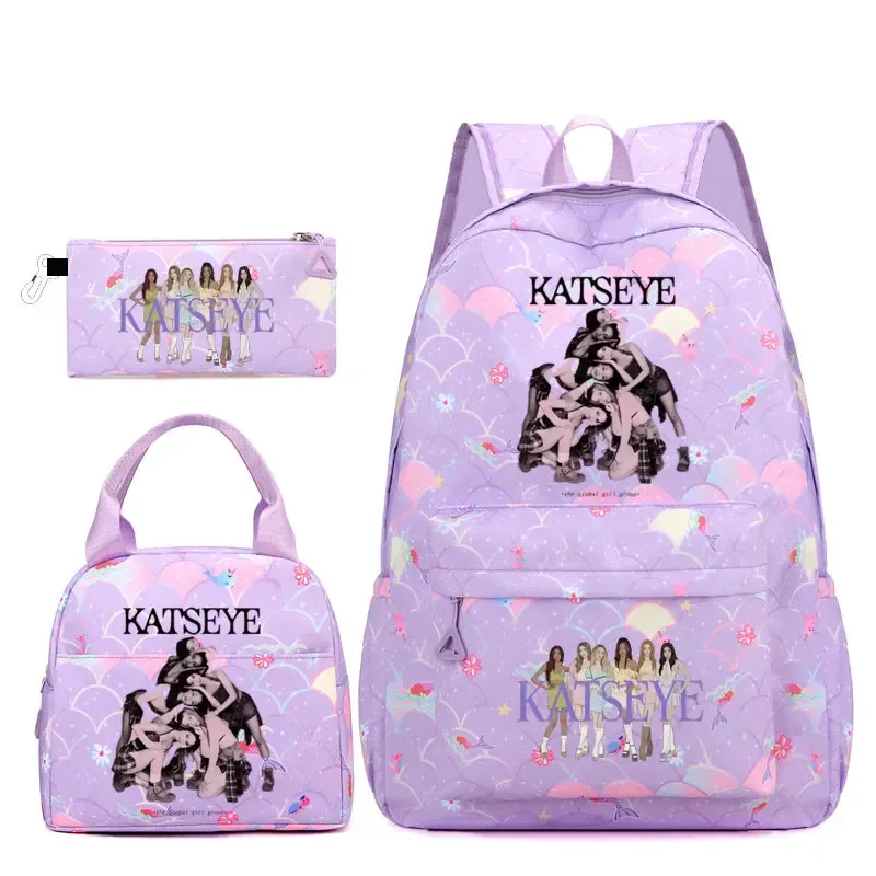 sac dos polyester motifs groupe filles poignée supérieure glissière capacité 20 35 litres unisexe couleurs rose clair violet bleu clair