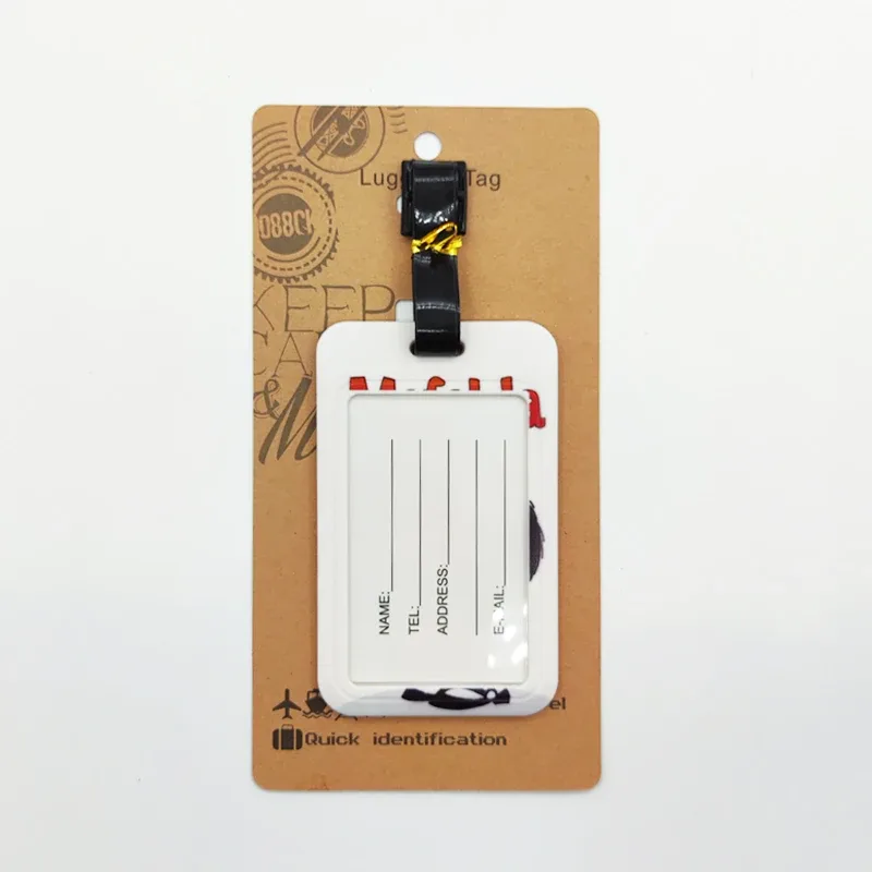 étiquette de bagage mafalda pour filles mignonnes, étiquette de bagage de voyage pour femmes, porte-adresse d'identification, bagages d'embarquement, billet de valise portable
