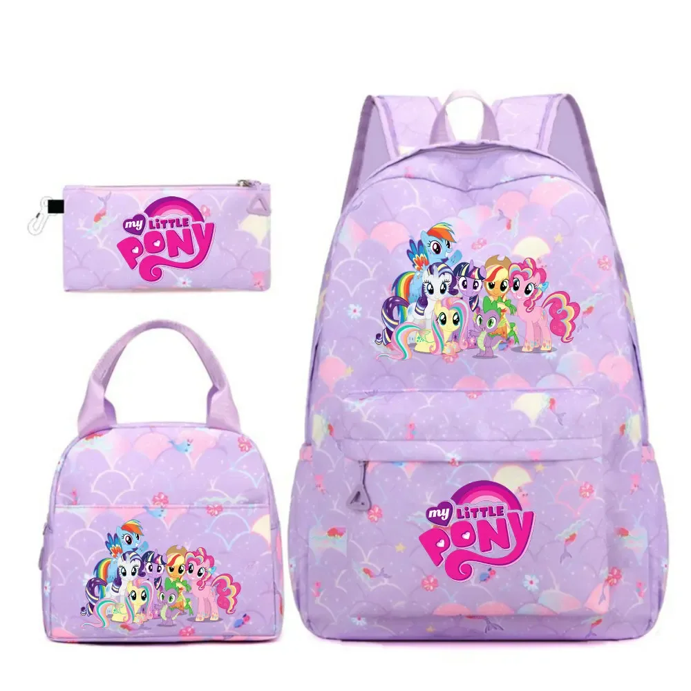 sac à dos my little pony, 3 pièces/ensembles, sac à dos de sport pour filles, sac à dos pour ordinateur portable, sac à dos de voyage pour adolescents, sac à livres pour étudiants et adolescents