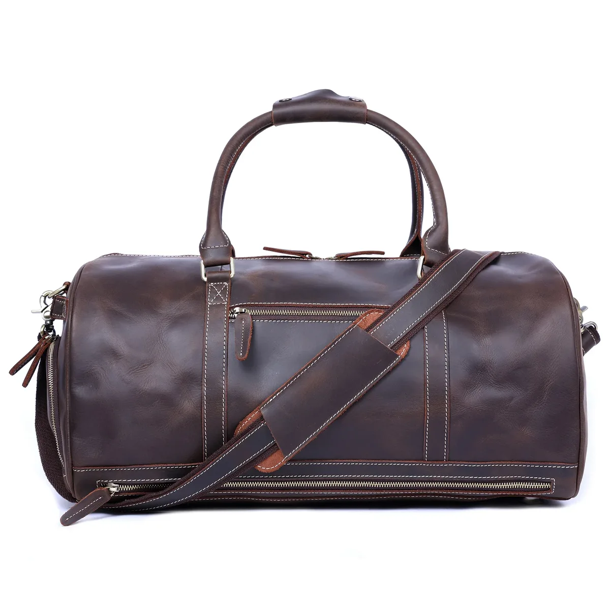 sac de voyage pour homme en cuir pleine fleur s.worker, multi-poches, grande capacité, sac de week-end, cuir pleine fleur