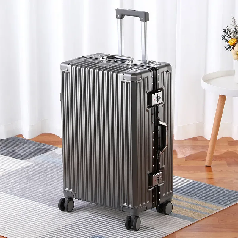 valise de grande capacité de 28 pouces, cadre en aluminium, valise à roulettes renforcée, bagage d'affaires, valise avec serrure tsa à combinaison.
