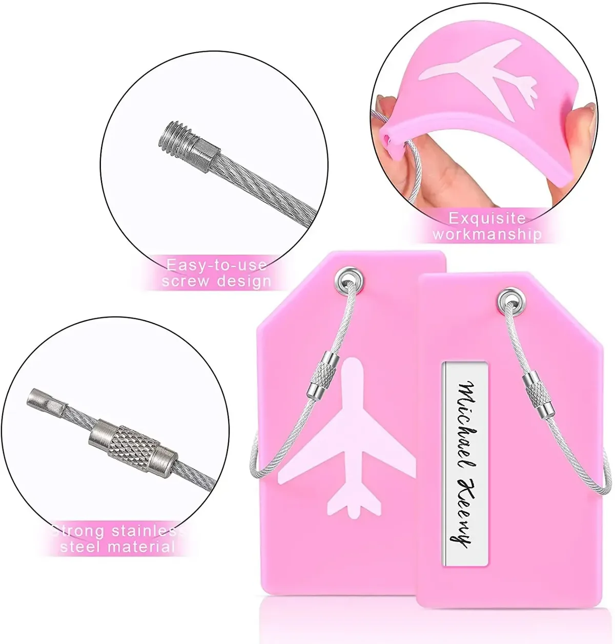 étiquettes de bagage d'avion en silicone pour hommes et femmes, porte-adresse d'identité de valise, étiquette de bagage mignonne, accessoires de voyage, étiquette de sacs, haute qualité