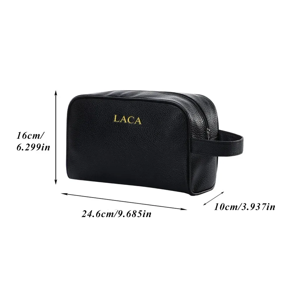 sac à cosmétiques personnalisé grande capacité pour femme, trousse de maquillage personnalisée pour homme, sac de toilette portable avec initiales estampées à chaud dorées et fermeture éclair