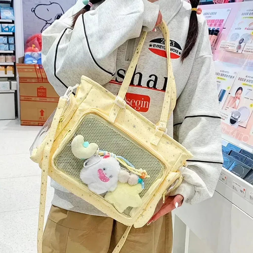y2k mignon japonais ins ita sac lolita fille fourre-tout transparent sac à bandoulière grande capacité sac à bandoulière décontracté bricolage affichage sacs à main