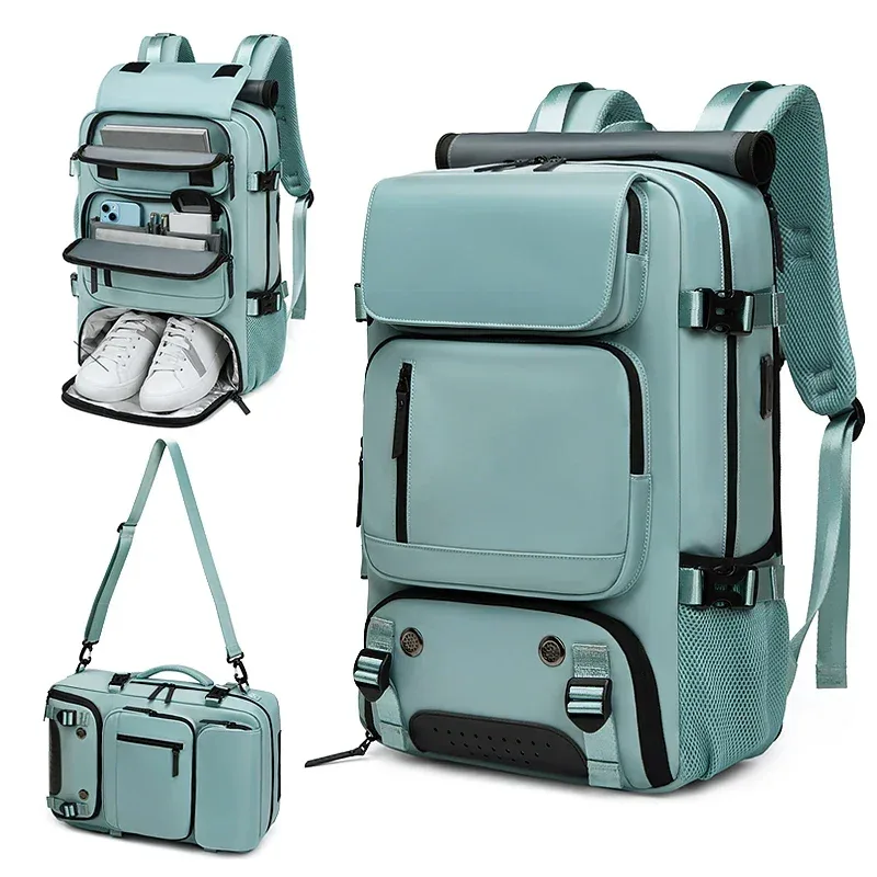 sac à dos de voyage pour femme, sac à dos imperméable pour ordinateur portable de 16 pouces avec sac à chaussures, port de chargement usb caché, sac à dos pour randonnée et camping