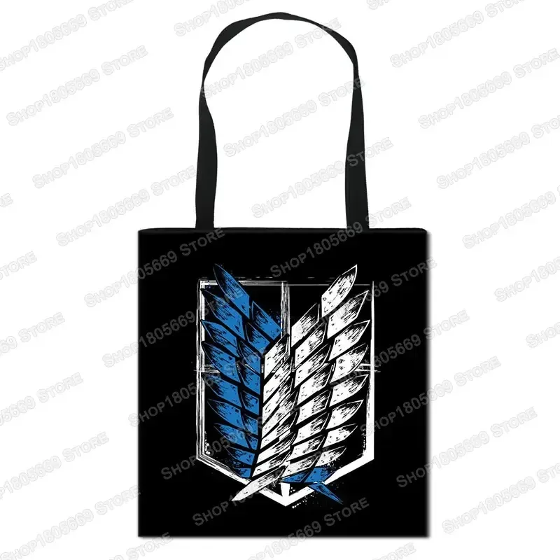 sac de shopping anime attaque sur titan pour femmes, sac à bandoulière pour voyage levi mikasa eren, sac à main pour filles, fourre-tout de rangement