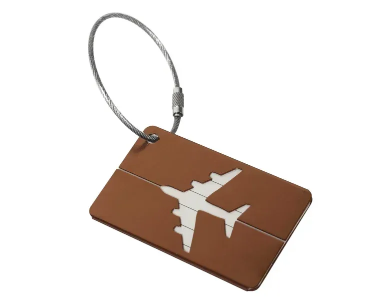1 pièce étiquette de bagage de voyage en aluminium, porte-étiquette d'adresse pour valise, porte-carte métallique, accessoire de voyage tendance