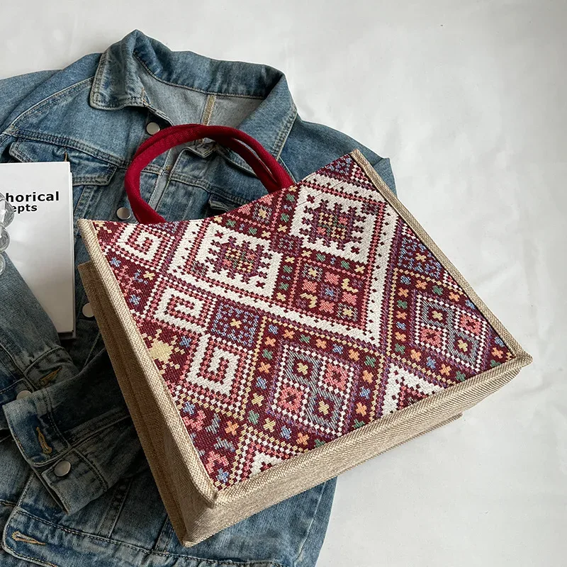 sac à bandoulière de style national pour femme, sac fourre-tout ethnique de grande capacité, nouveau sac à main décontracté pour les trajets quotidiens et le shopping