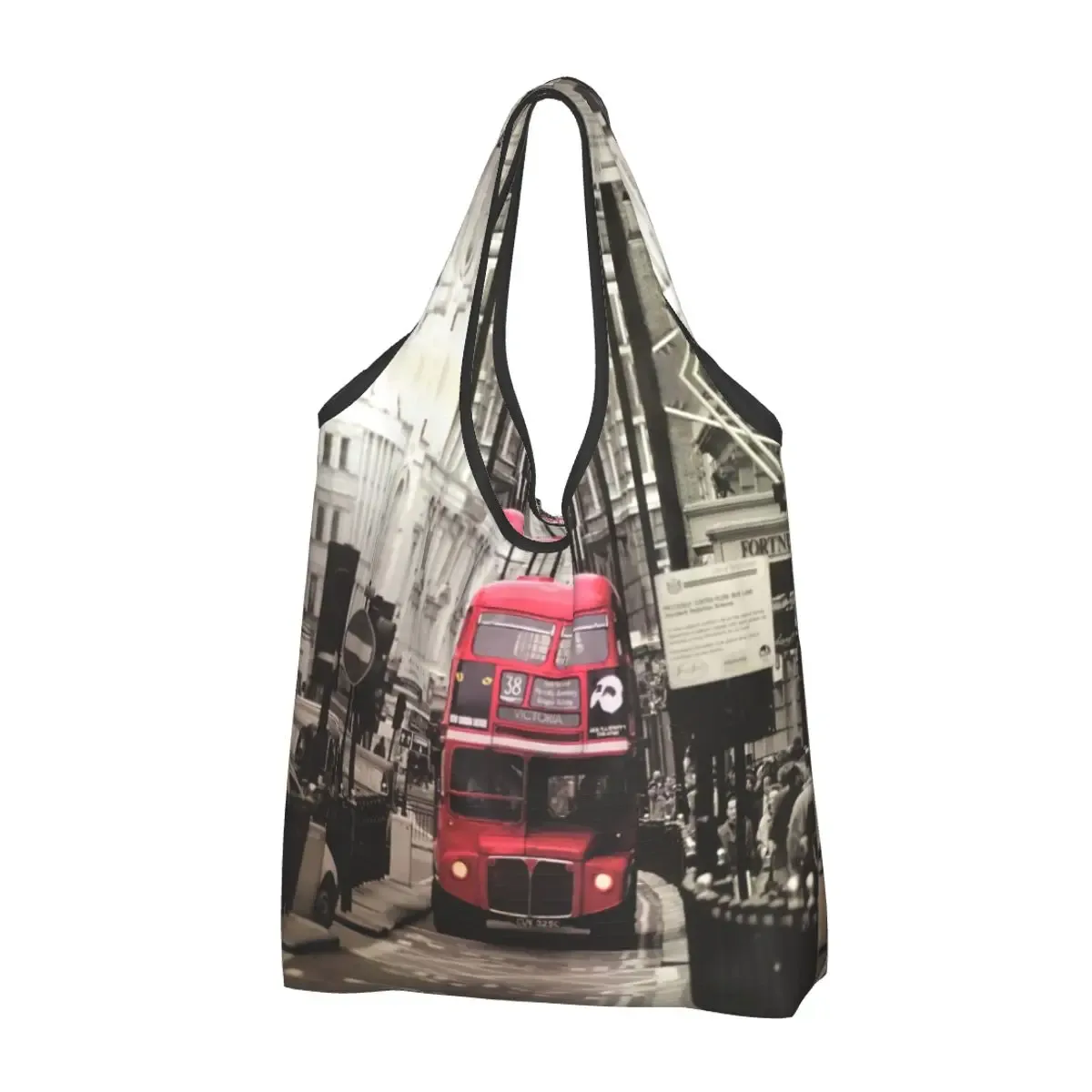 sac fourre-tout portable britannique sensation red bus, btfashion, vintage, royaume-uni, londres, symdockers shopping, épicerie, sac initié