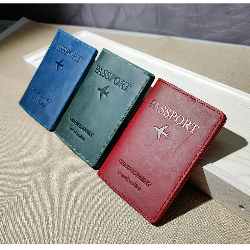 porte-passeport universel pour femmes et hommes, blocage rfid, étui de voyage fin, pochette en cuir véritable, housse de passeport, portefeuille de voyage