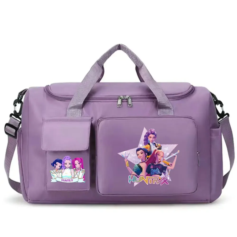 kpop demon hunters – bagage à main de grande capacité pour filles et garçons, sac de sport et de fitness avec séparation sec-humide, sac de voyage pour courtes distances