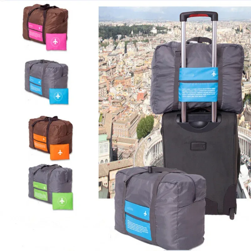 sac voyage gris nylon poches colorées avion motif polyvalent grande capacité week end sport affaire camping