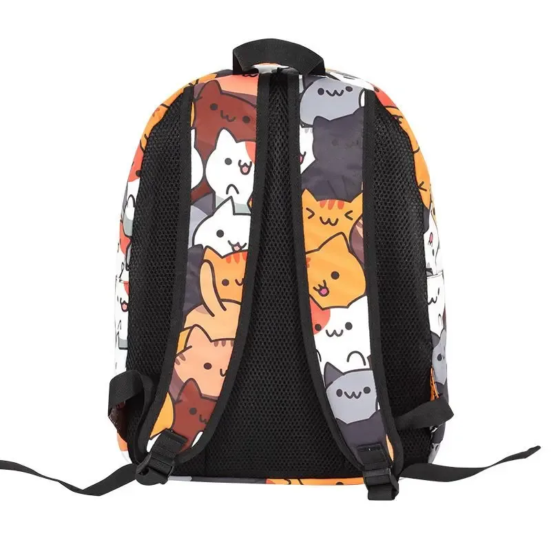 sac dos polyestere géométrique chats mignons beige orange gris blanc unisexe voyage école grande capacite impermeable