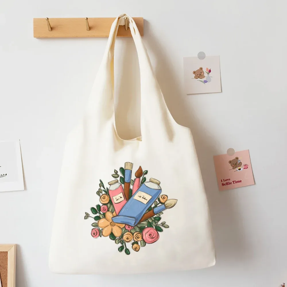livres floraux imprimé sac à bandoulière livre de littérature fleur fourre-tout sacs illustration filles livre sac voyage harajuku toile sac à main