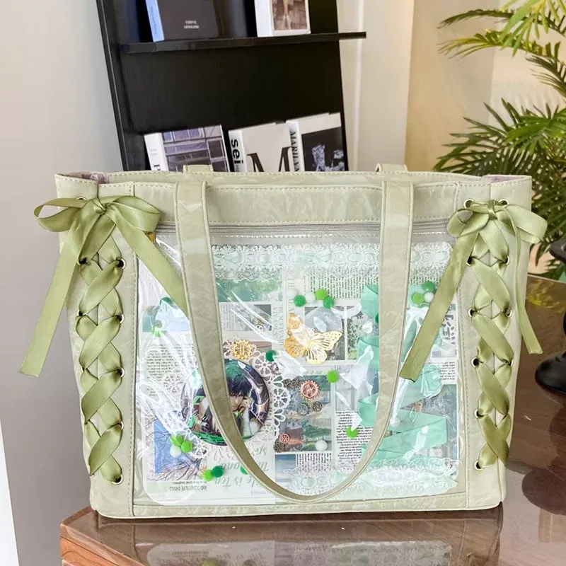 y2k mignon japonais ins ita sac lolita fille fourre-tout transparent sac à bandoulière grande capacité sac à bandoulière décontracté bricolage affichage sacs à main