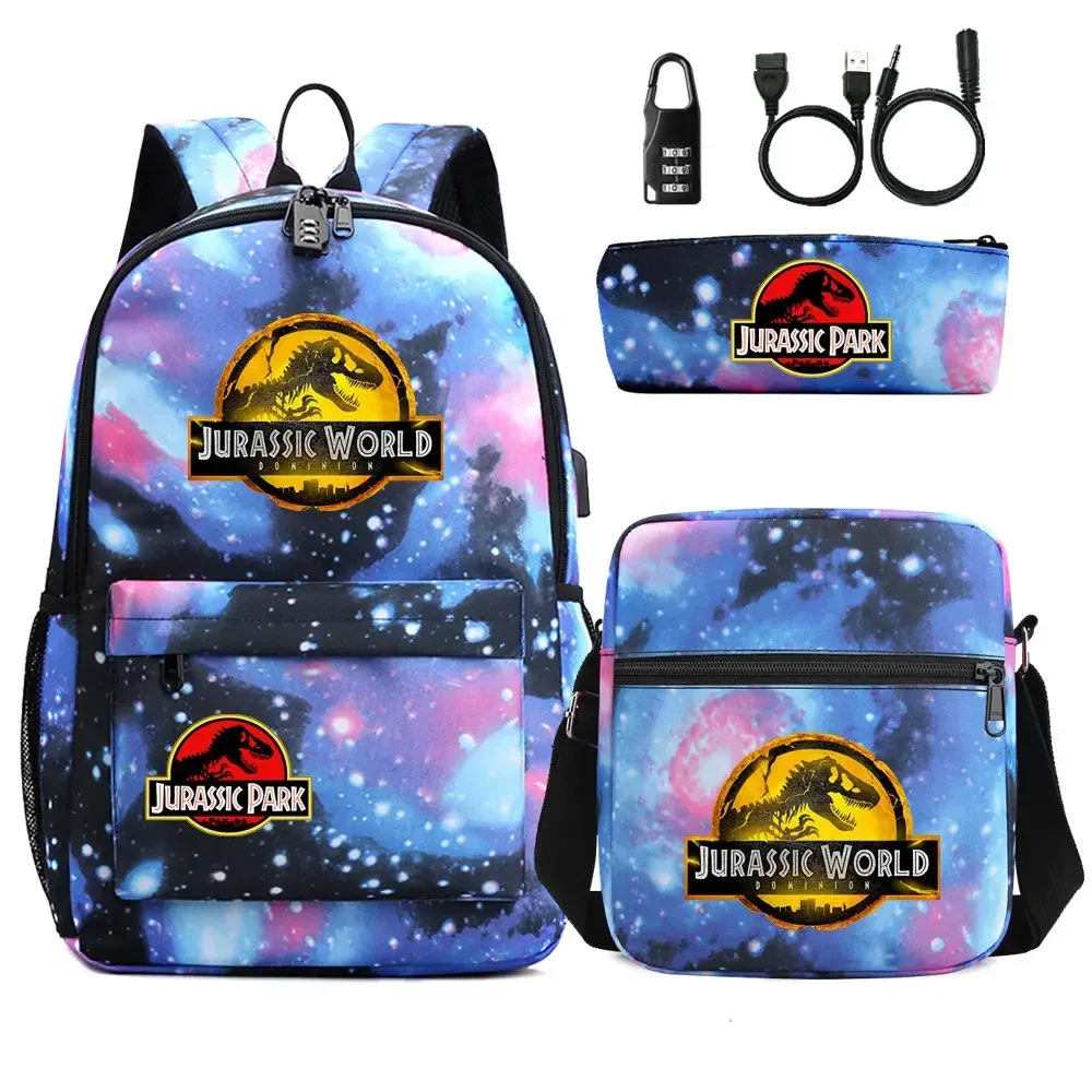 sac dos tissu oxford unisexe noir logo jurassic world bandoulière arquée compartiment intérieur style dessin animé usage voyage