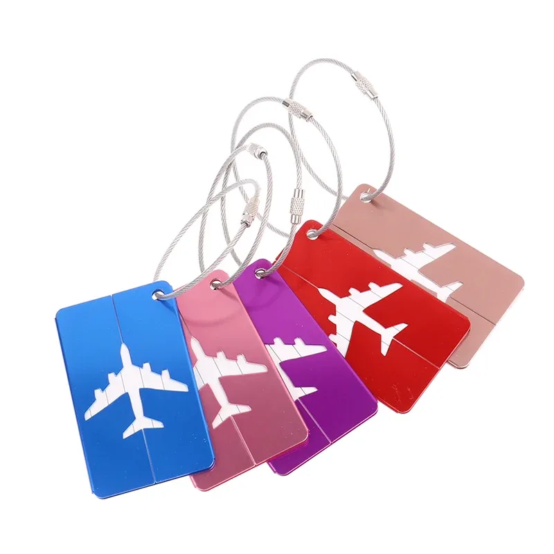 étiquettes de bagage de voyage en alliage, porte-étiquette d'adresse de valise, étiquettes de nom de bagage en métal, accessoires d'infraction, 1pc