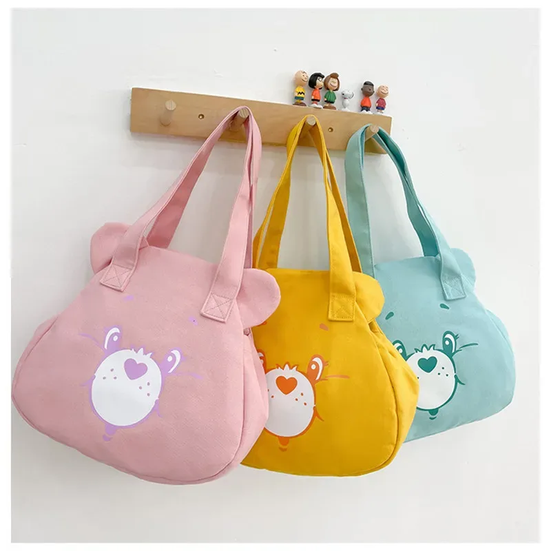 sac fourre-tout personnalisé pour femmes, filles, étudiant, personnalisé votre nom, sac en toile initié, sacs à main à bandoulière ours mignon, fourre-tout décontracté