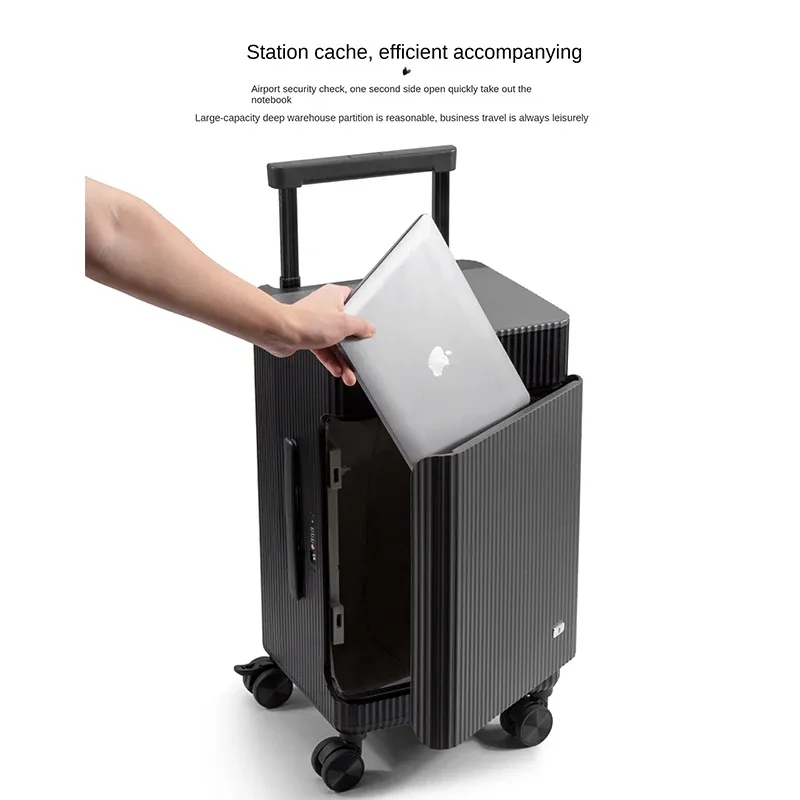 nouvelle valise à ouverture latérale, modèle ouvert, portable, pour voyages d'affaires, avec poignée large, 20 pouces - bagage à main (sans encombrement en soute)