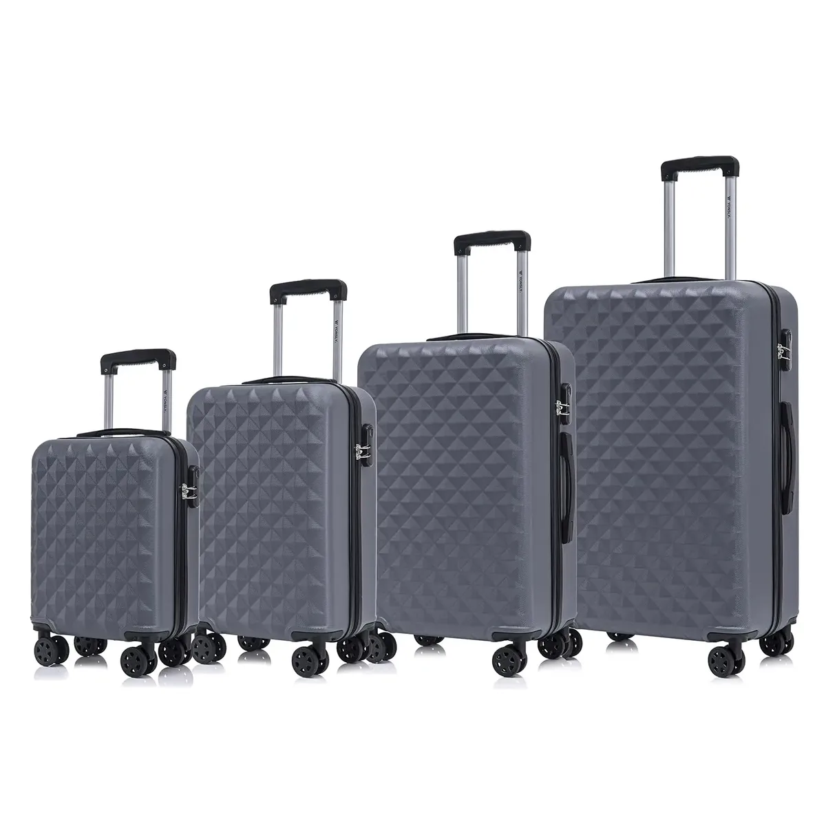 ensemble de valises yonsly 4 pièces 16/20/24/28 pouces, valise rigide à roulettes avec 4 roulettes 360° °   valise à roulettes avec poignée en caoutchouc souple et serrure à combinaison pour les voyages de vacances, d'affaires ou en famille