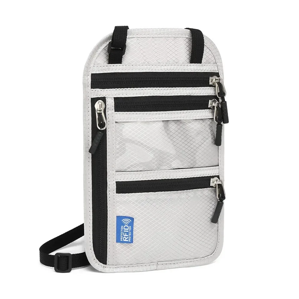 sac de voyage anti-rfid multi-poches, imperméable, avec sangle de cou réglable, antivol, pour homme, pochette bandoulière.