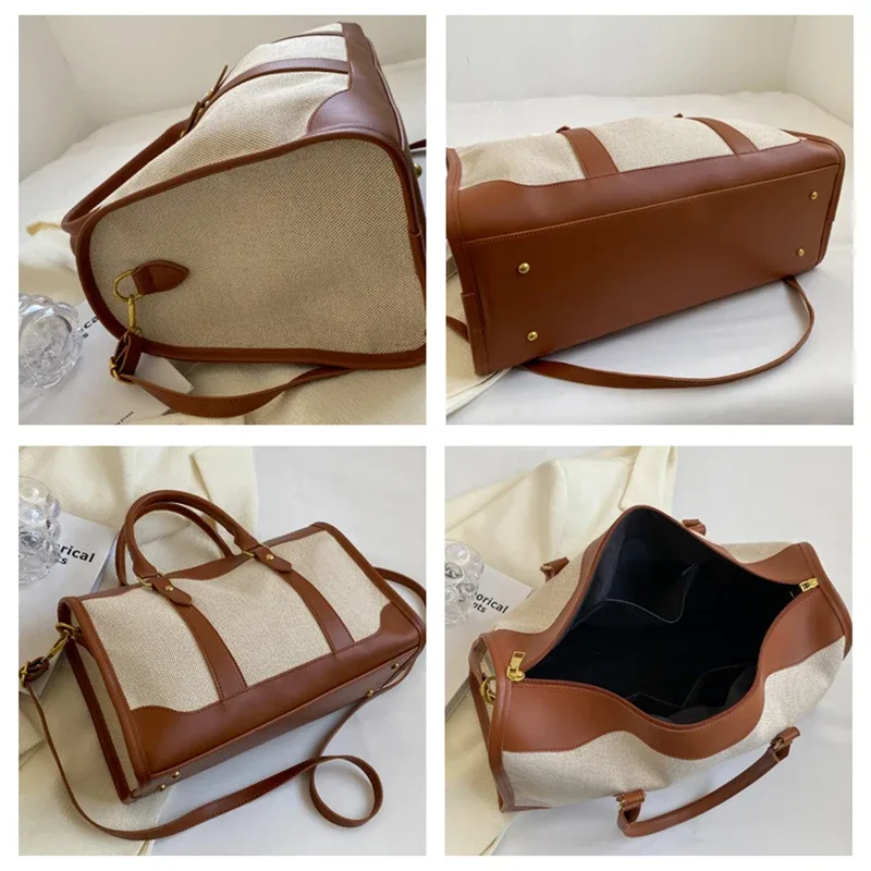 sacs de voyage en toile grande capacité pour femmes, sac à main de voyage personnalisé avec logo, sac de sport vintage, personnalisation sur mesure