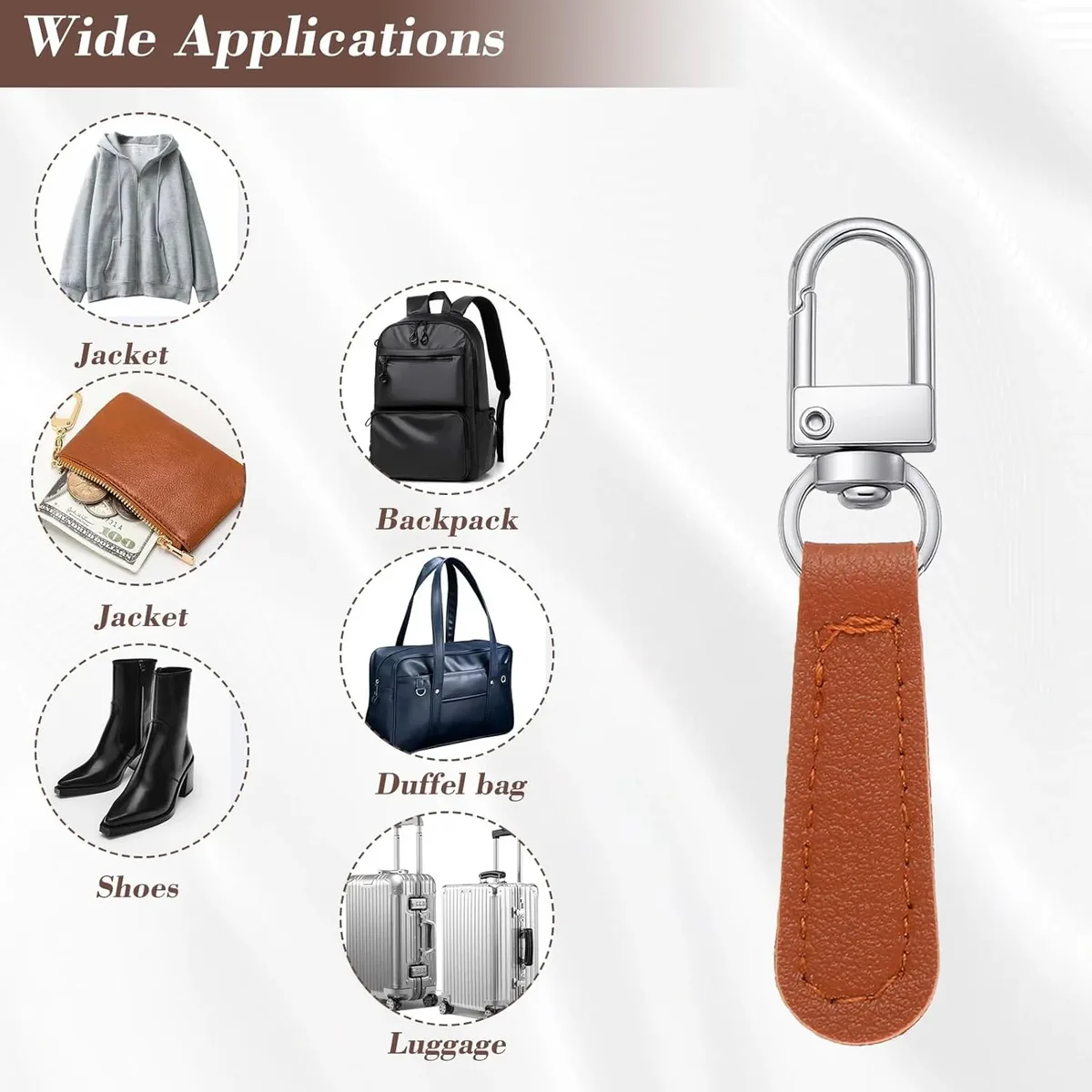 remplacement de traction de fermeture éclair en cuir pu de 4 pièces, attaches d'onglets de fermeture éclair pour sacs à main de bagages sacs à dos