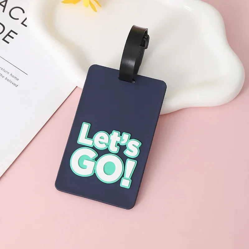 étiquette de bagage en silicone avec lettre mignonne, étiquettes de bagage de voyage, nom, adresse, étiquette de valise, sacs de voyage, accessoires de voyage de vacances