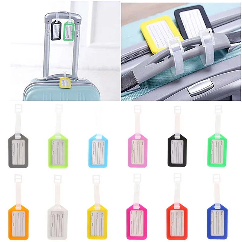 étiquettes de bagage en plastique pour hommes et femmes, étiquette de bagage, porte-nom, adresse d'identification de valise, accessoire de voyage, expédition d'embarquement, 10 pièces