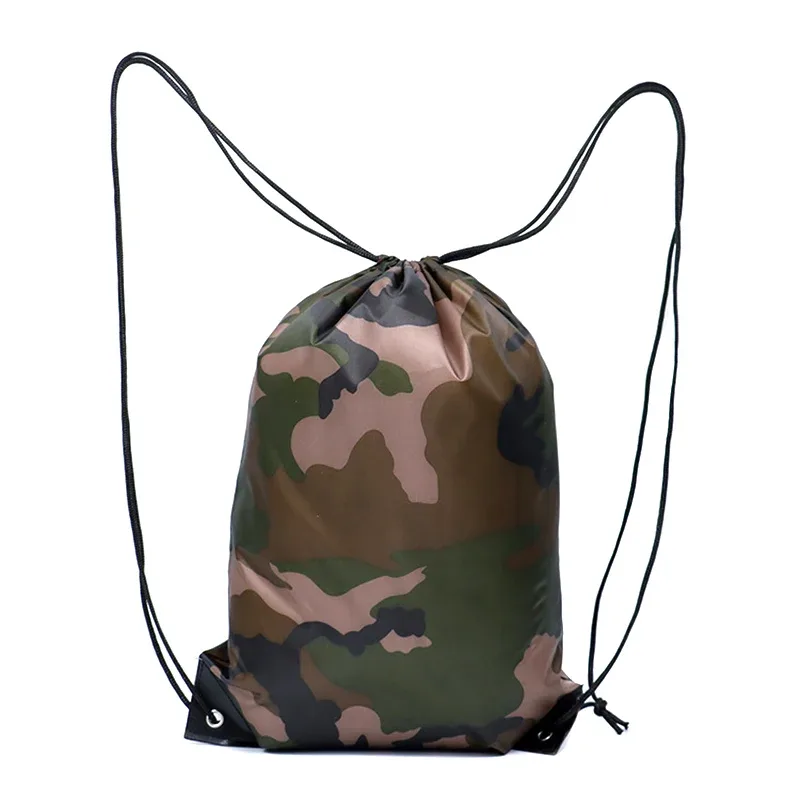 sac à dos camouflage léger avec cordon de serrage pour le sport, la gym, les voyages et les activités de plein air