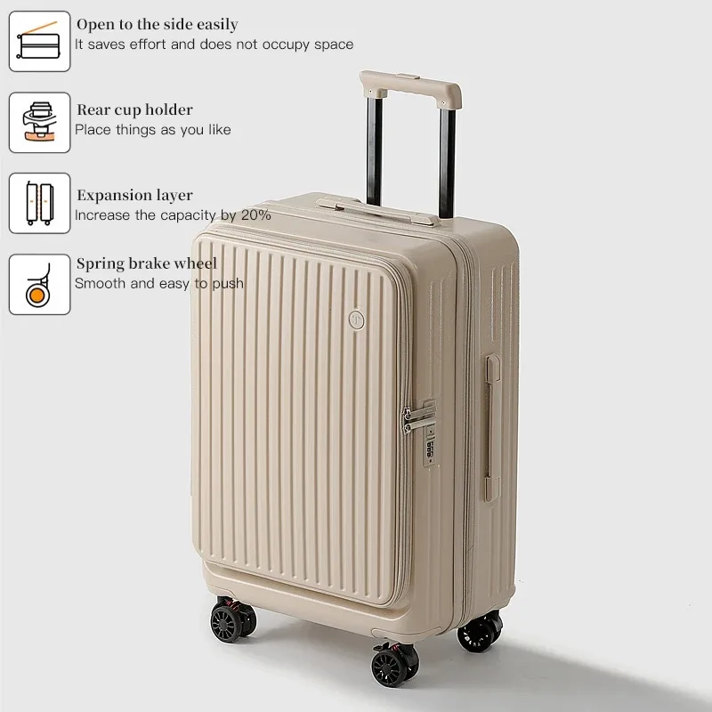 ensemble de bagages à roulettes rigide extensible avec ouverture latérale – valises à main et à carreaux, anti-choc et verrouillage par mot de passe