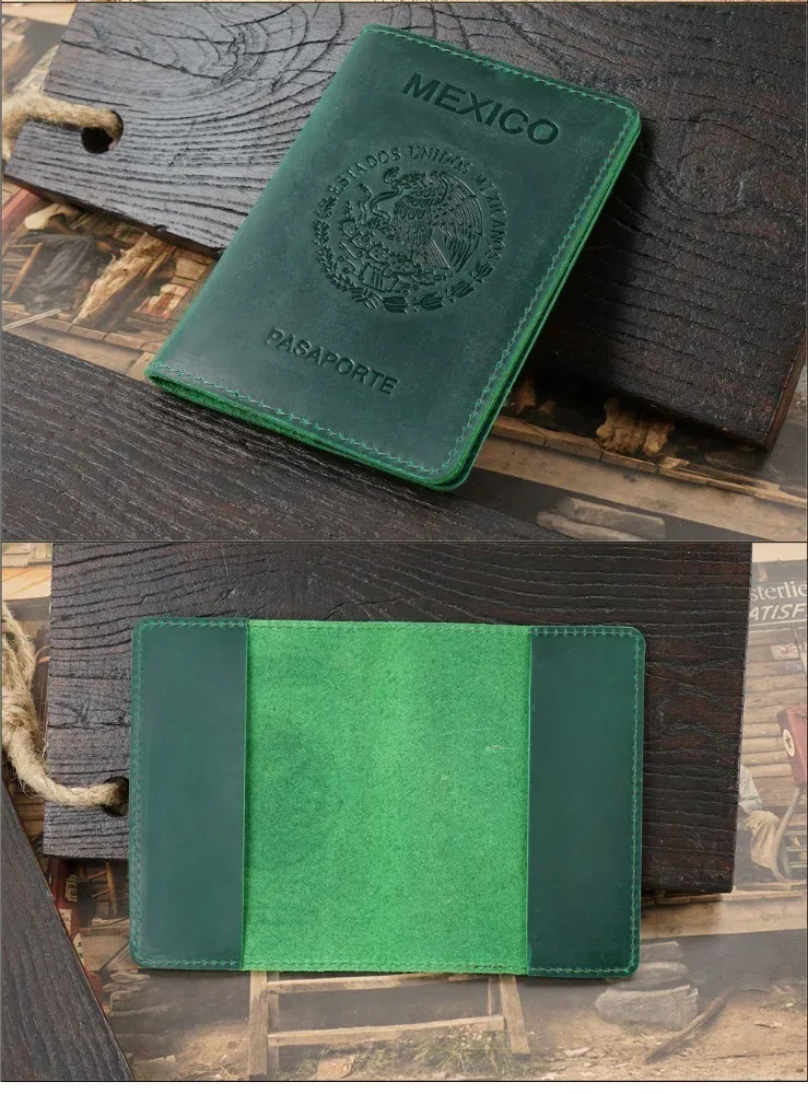 aiguoniu haut de gamme mexique couverture de passeport en cuir véritable pour porte-carte de crédit mexicain vintage hommes femmes étui de passeport voyage wa