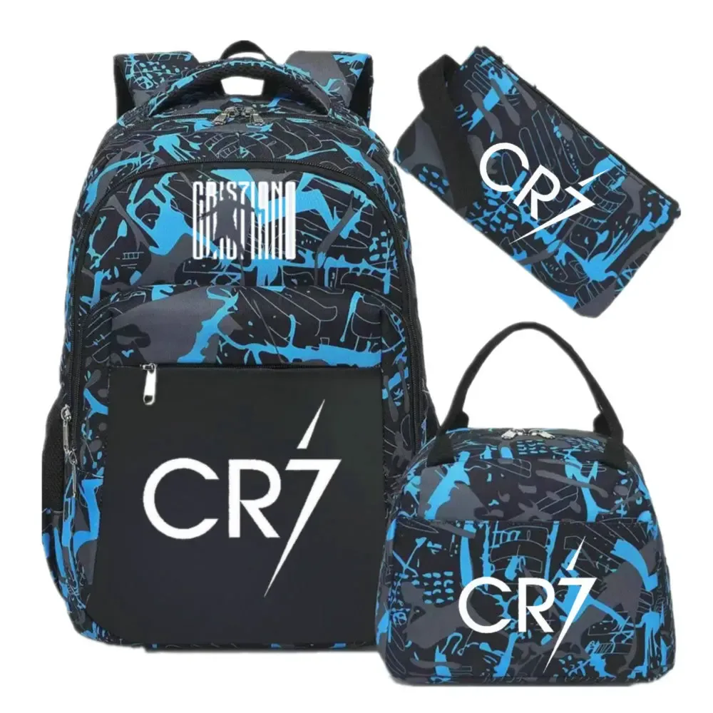 sac à dos pour ordinateur portable cr7, pour femmes et hommes, sacs à dos décontractés pour le sport et le football, sac à dos oxford pour femmes, sac d'école pour hommes, sac de voyage, mochilas 3 pièces