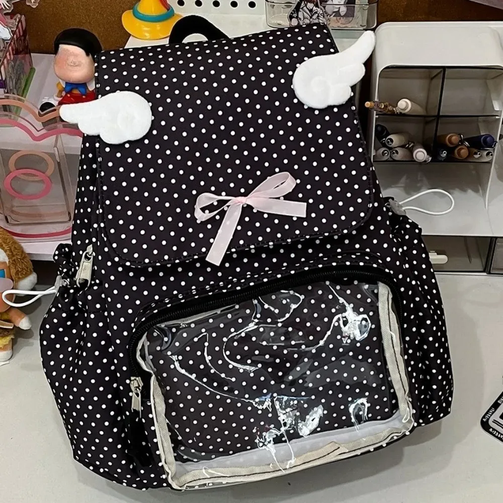 dot imprimer mochilas mujer doux arc épissé mochila cordon poches sac adolescentes sac à dos nouveaux ins sacs pour femme