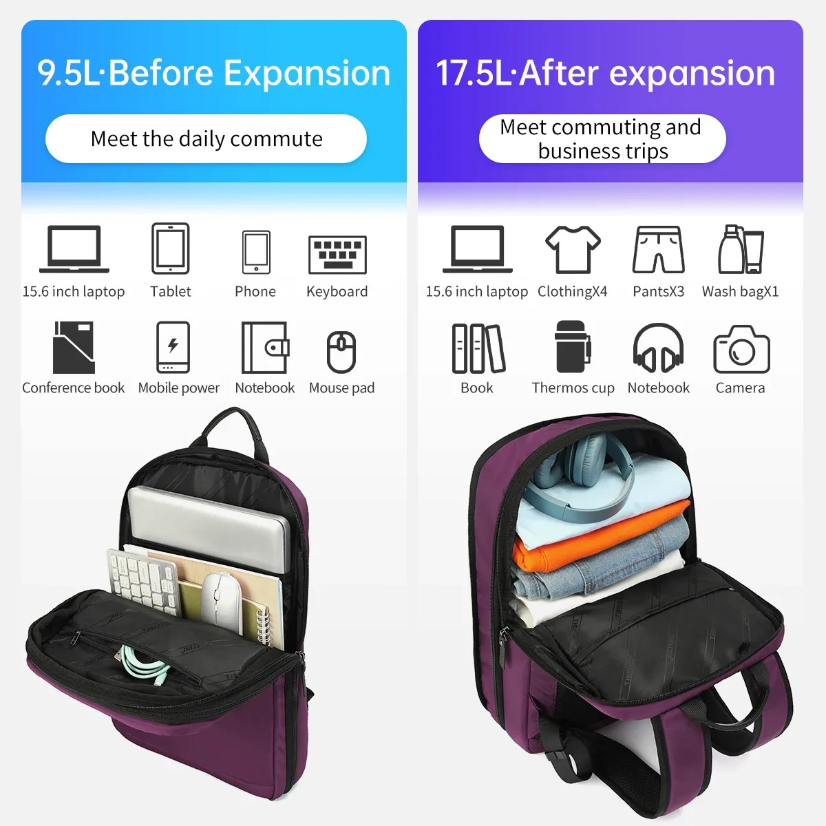tigernu – nouveaux sacs à dos multifonctionnels pour femmes, sacs légers pour ordinateur portable, extensibles, pour voyage d'affaires, pour l'école