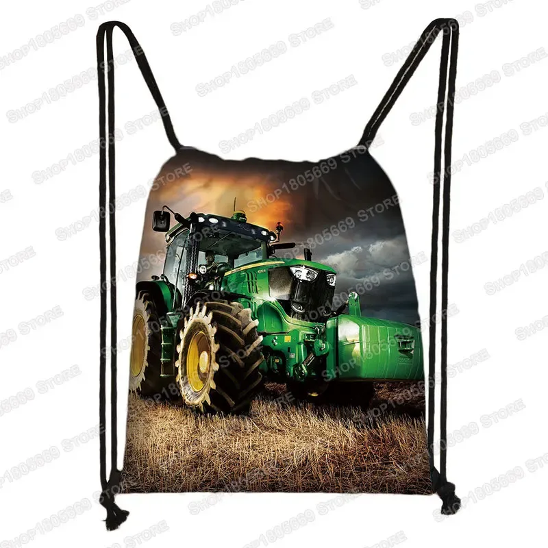 sac à dos à imprimé tracteur pour enfant, sac à dos avec cordon de serrage pour garçon et fille