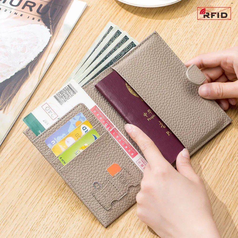 porte-passeport de voyage en cuir véritable, lettres personnalisées, blocage rfid, porte-carte de crédit, pince à billets ultra-mince, sac de rangement pour billets