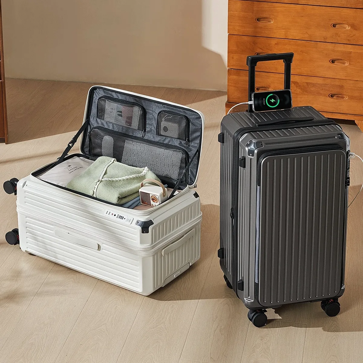  valise extensible de grande capacité avec serrure tsa, ouverture latérale, bagage à roulettes, coque rigide en pc, 20 pouces, bagage cabine pour voyage.