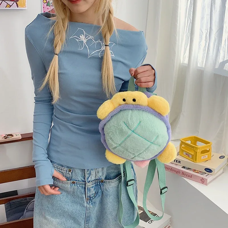 sac à dos en peluche de grande capacité pour enfants, sac à beurre, sac à dos initié, dessin animé, animal marin, mignon, personnalité de la mode, drôle