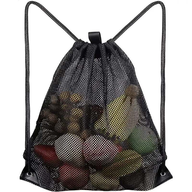 sac à dos en maille respirante avec cordon de serrage, sac de rangement portable pour courses et fruits, sac de sport léger, sac de courses réutilisable pour produits frais